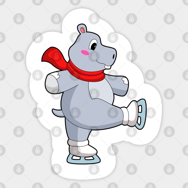 Hippo Ice skating Ice skates Sticker by Markus Schnabel